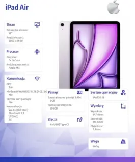 Alternative view от Apple IPAD AIR 11 WF CL 256GB PUR