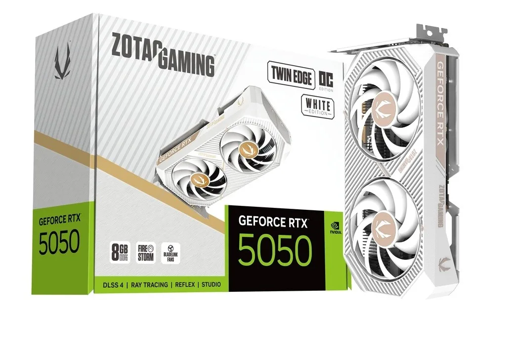 ZOTAC видео карта GeForce RTX 5050 TWIN EDGE OC 8GB GDDR6 128bit 3DP/HDMI бял