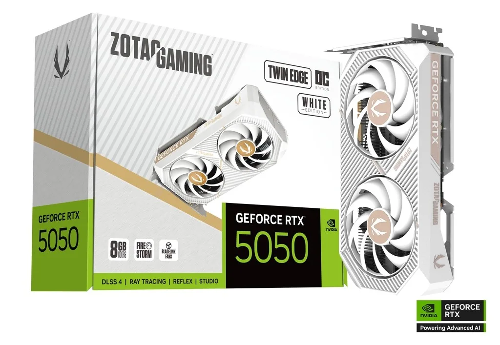ZOTAC видео карта GeForce RTX 5050 TWIN EDGE OC 8GB GDDR6 128bit 3DP/HDMI бял - Image 2