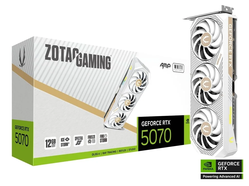 ZOTAC видео карта GeForce RTX 5070 AMP 12GB GDDR7 192bit 3DP/HDMI бял - Image 2