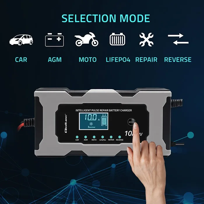 Qoltec зарядно 12V 10A with repair function for AGM - Image 2