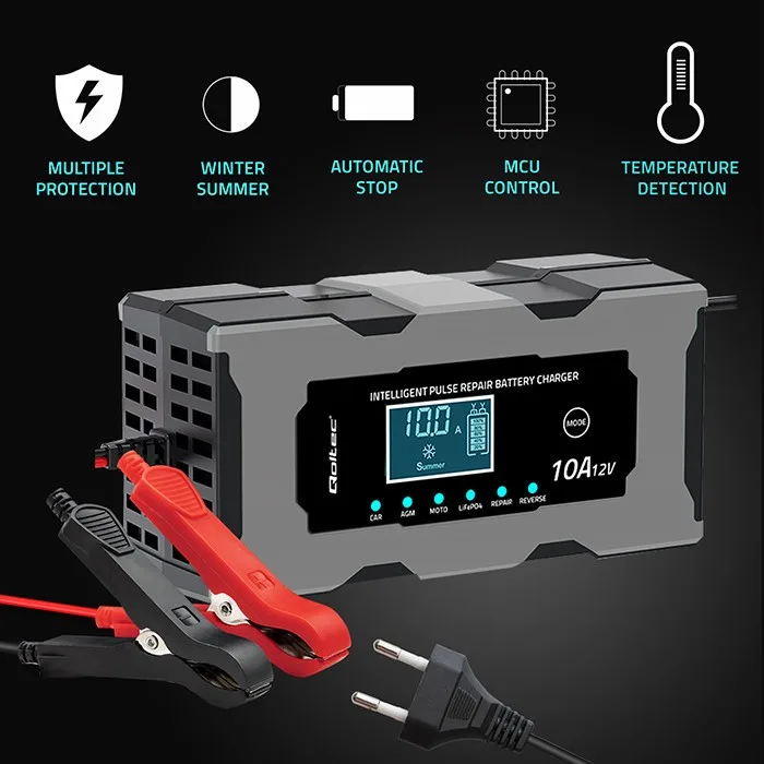 Qoltec зарядно 12V 10A with repair function for AGM - Image 3