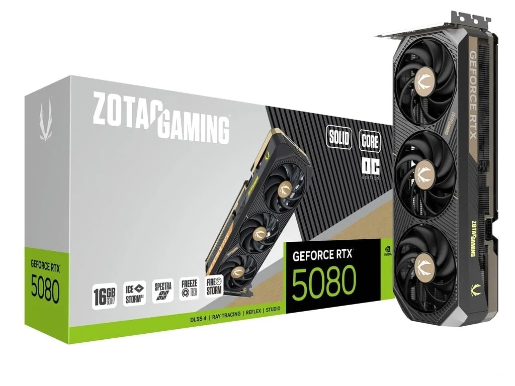 ZOTAC видео карта GeForce RTX 5080 SOLID CORE OC 16GB GDDR7 256bit 3DP/HDMI