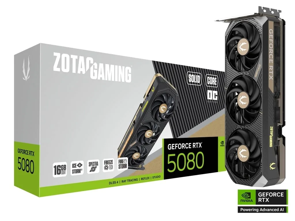 ZOTAC видео карта GeForce RTX 5080 SOLID CORE OC 16GB GDDR7 256bit 3DP/HDMI - Image 2