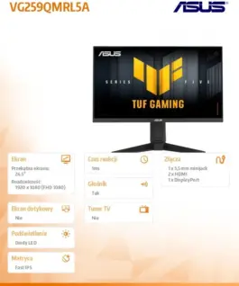 Alternative view от Asus Monitor 24.5 inches VG259QMRL5A IPS 310Hz HDMIx2 DP speakers