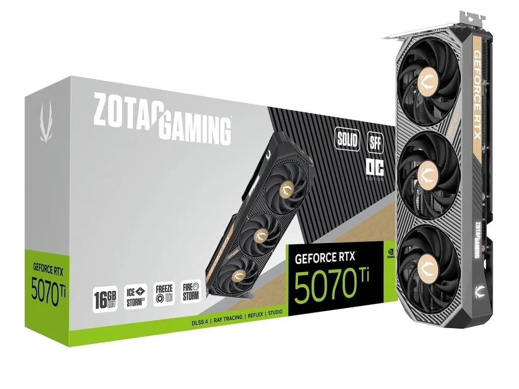 ZOTAC видео карта GeForce RTX 5070 Ti SOLID SFF OC 16GB GDDR7 256bit 3DP/HDMI