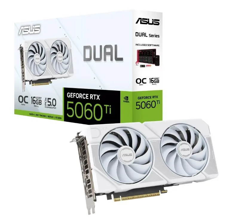 Asus видео карта GeForce RTX 5060 TI DUAL OC бял 16GB GDDR7 128 BIT DP