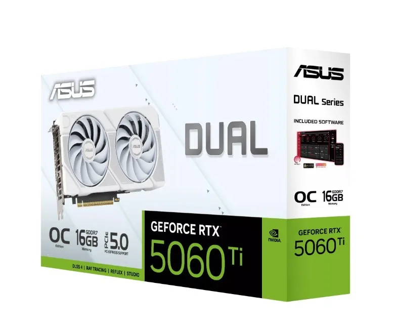 Asus видео карта GeForce RTX 5060 TI DUAL OC бял 16GB GDDR7 128 BIT DP - Image 2
