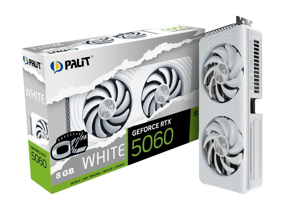 Palit видео карта GeForce RTX 5060 бял OC 8GB GDDR7 128bit 3DP/HDMI