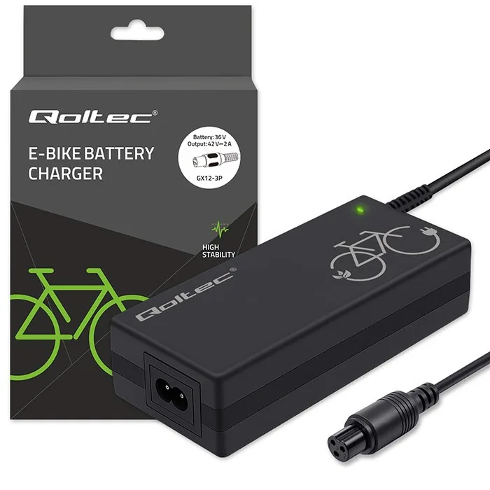 Qoltec зарядно for ebike 36V 42V 2A GX12-3Pin