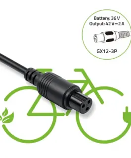 Qoltec зарядно for ebike 36V 42V 2A GX12-3Pin