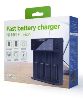 Alternative view от Gembird Battery зарядно USB Ni-MH+Li-ion черен