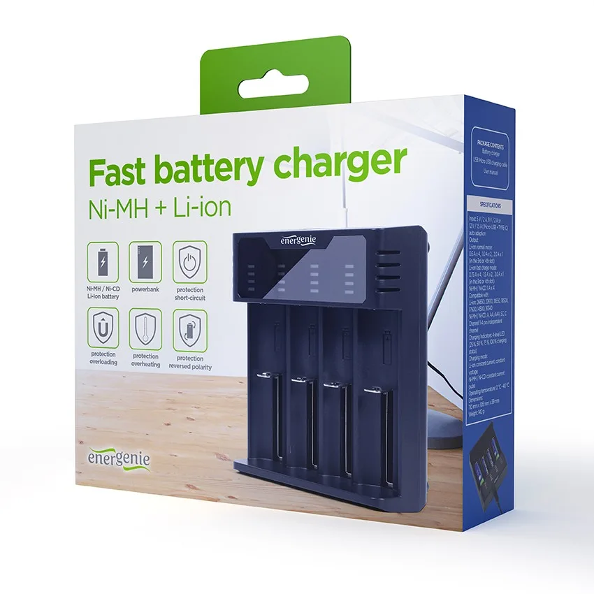 Gembird Battery зарядно USB Ni-MH+Li-ion черен - Image 2