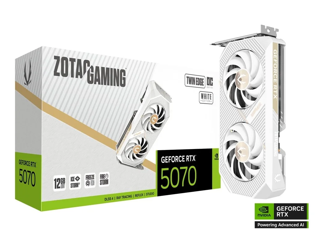 ZOTAC видео карта GeForce RTX 5070 TWIN EDGE OC бял 12GB GDDR7 192bit - Image 2