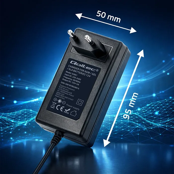 Qoltec зарядно for AGM GEL STD 24V 19.2W 5.5x2.1 - Image 5