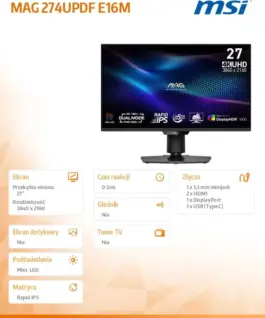 MSI Monitor MAG 274UPDF E16M 27 inches/LED/FHD/FLAT/160Hz/черен