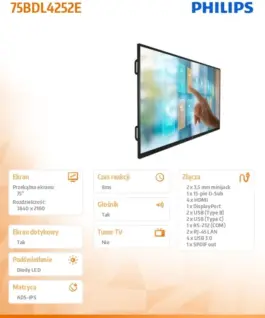 Alternative view of Philips 75BDL4252E 75-inch Touch display