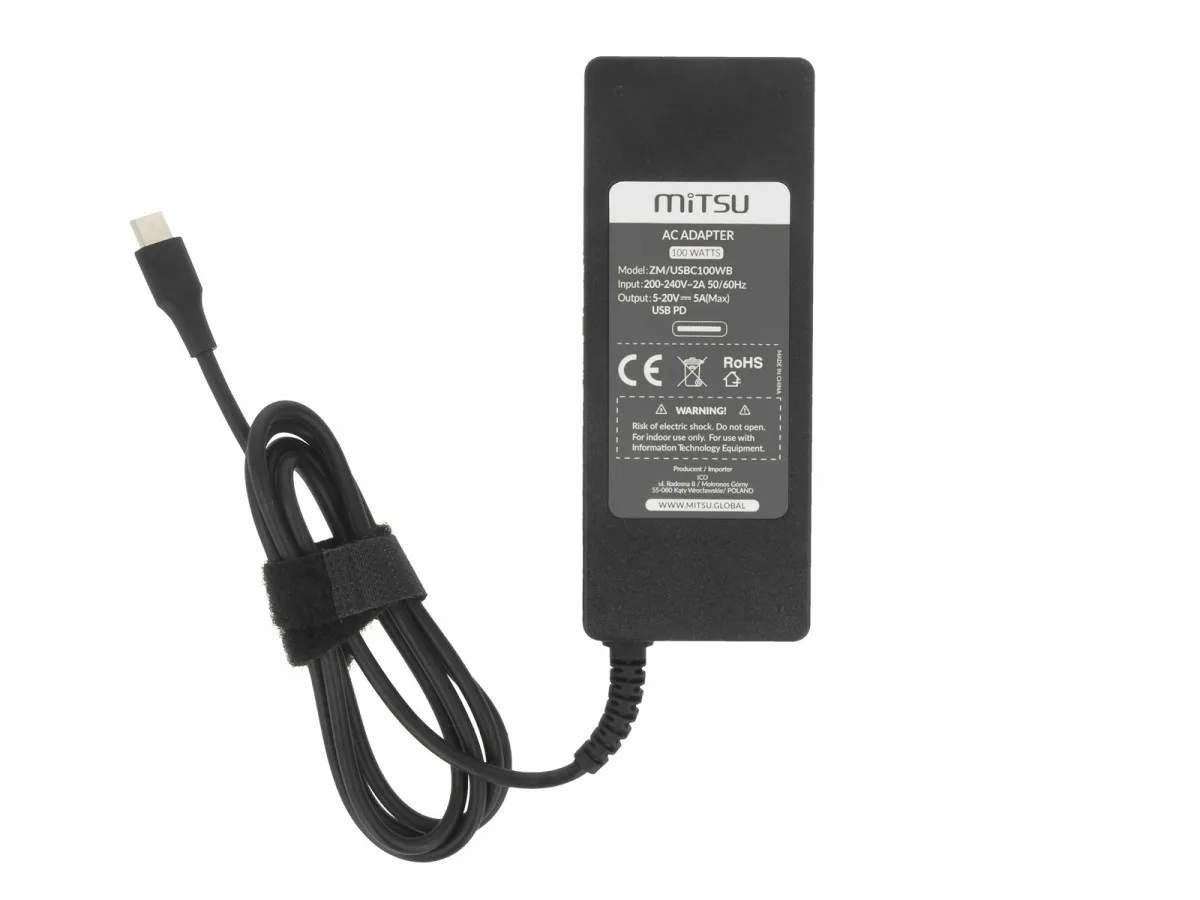 Mitsu Лаптоп power зарядно адаптер 100W USB type C USB-C 5V-9V-12V-15V/3A, 20V/5A PD - Image 5
