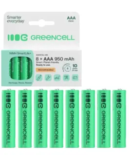 Green Cell Rechargable batteries 8xAAA HR03 950mAh
