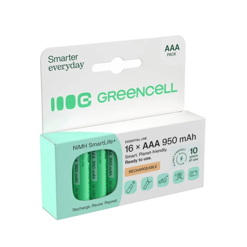 Green Cell Rechargable batteries 16xAAA HR03 950mAh - Image 5