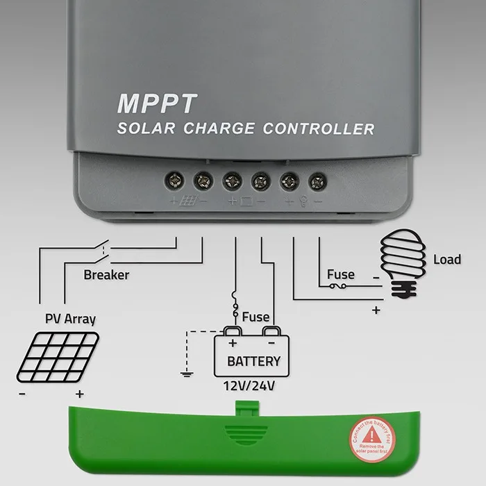 Qoltec Solar charge controller MPPT 20A 12V 24V LCD - Image 3