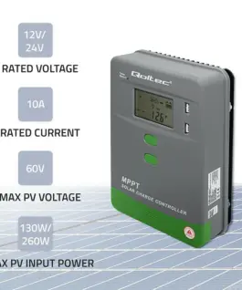 Alternative view от Qoltec Solar charge controller MPPT 10A 12V 24V LCD