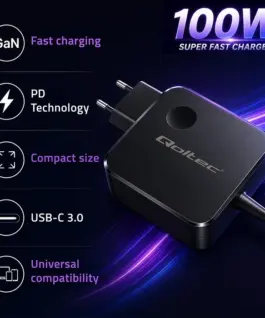 Alternative view of Qoltec Cahrger USB C 100W GaN PD 5V 20V 3A 5A
