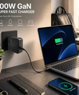 Qoltec Cahrger USB C 100W GaN PD 5V 20V 3A 5A