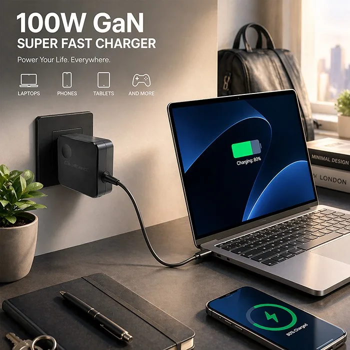 Qoltec Cahrger USB C 100W GaN PD 5V 20V 3A 5A - Image 3