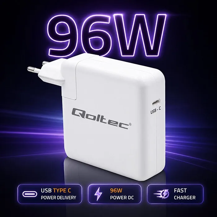 Qoltec зарядно USB C 96W 5V 20V 3A 4.8A - Image 2