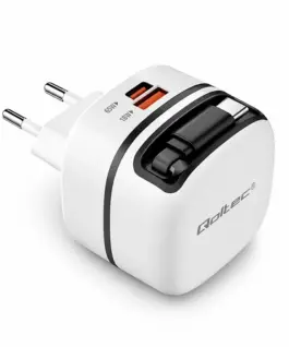 Qoltec зарядно USB C 65W GaN PPS 5V 20V 3A 3.25A