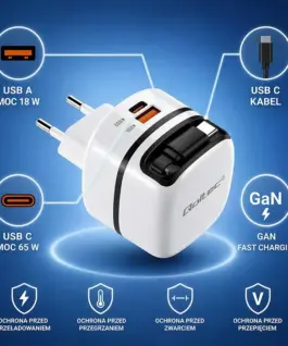 Alternative view of Qoltec зарядно USB C 65W GaN PPS 5V 20V 3A 3.25A