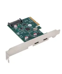 Alternative view of Lanberg Network card PCI EXPRESS X1 -> 2X USB-C 3.2 GEN 2X1 led low profile