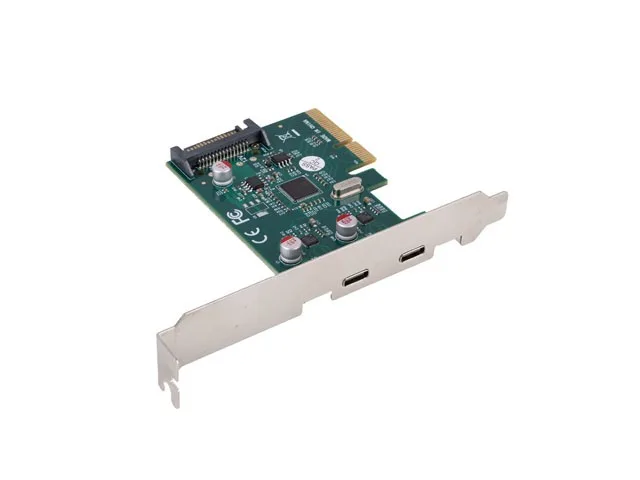 Lanberg Network card PCI EXPRESS X1 -> 2X USB-C 3.2 GEN 2X1 led low profile - Image 2