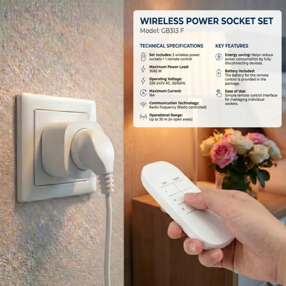GreenBlue Remote-controlled x3 socket outlets GB313 F - Image 2
