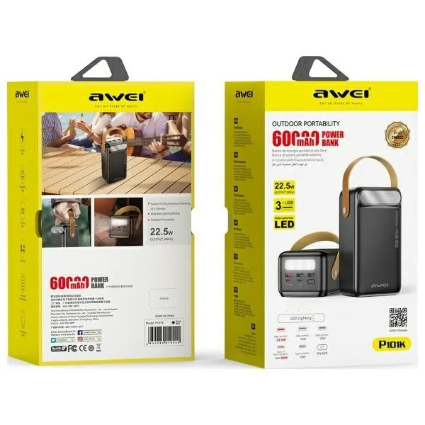 AWEI външна батерия P101K 22,5W 60000mAh черен - Image 2
