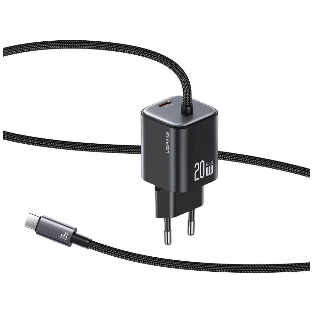USAMS зарядно 20W GaN Fast кабел included черен - Image 2