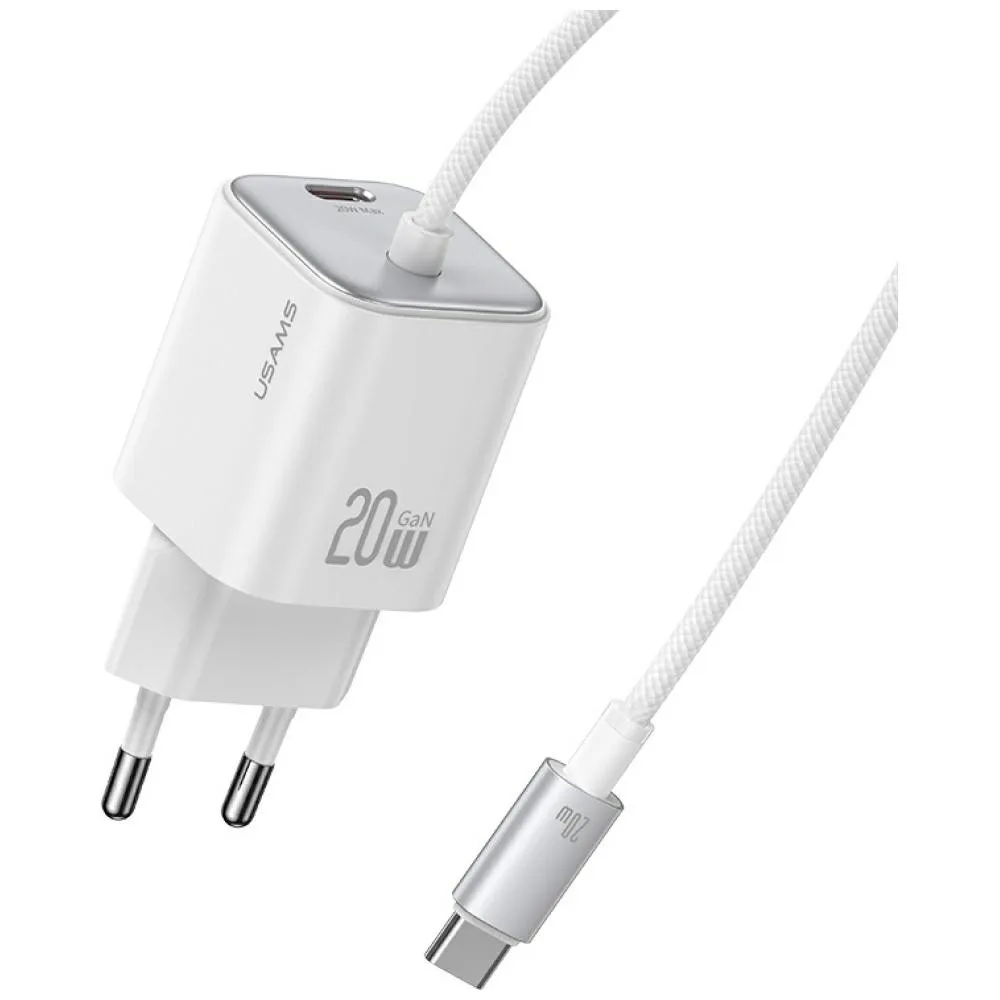 USAMS зарядно 20W GaN Fast кабел included
