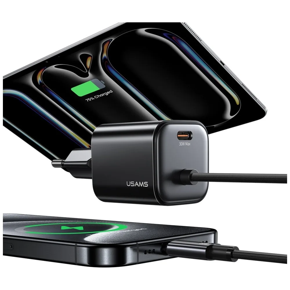 USAMS зарядно 30W GaN fast кабел included - Image 5