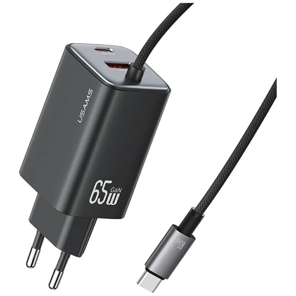 USAMS зарядно 65W GaN Fast кабел included