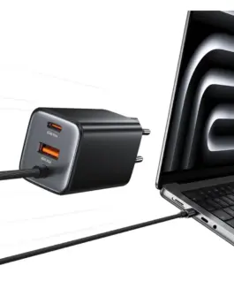 USAMS зарядно 65W GaN Fast кабел included