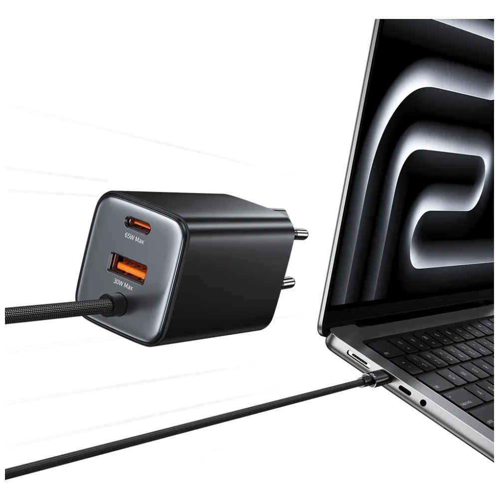 USAMS зарядно 65W GaN Fast кабел included - Image 3