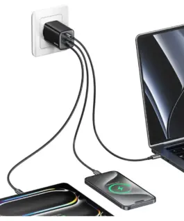 USAMS зарядно 65W GaN Fast кабел included