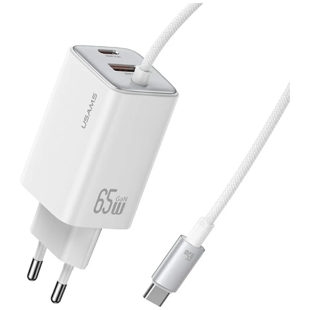 USAMS зарядно 65W GaN Fast кабел included