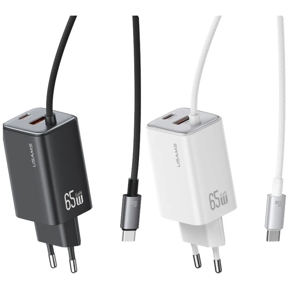 USAMS зарядно 65W GaN Fast кабел included - Image 2