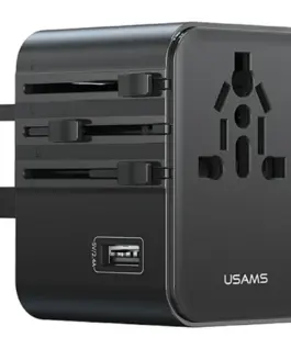 USAMS Travel адаптер 17W US/AU/EU/UK черен