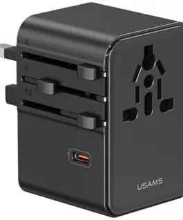 USAMS Travel adaper 70W US/AU/EU/UK черен
