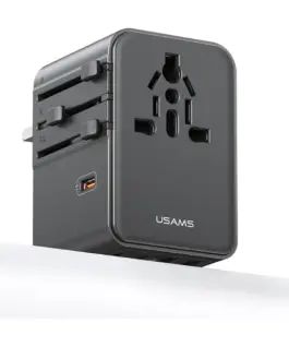 USAMS Travel adaper 70W US/AU/EU/UK черен