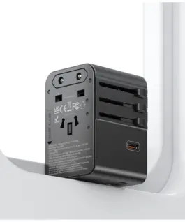 USAMS Travel adaper 70W US/AU/EU/UK черен
