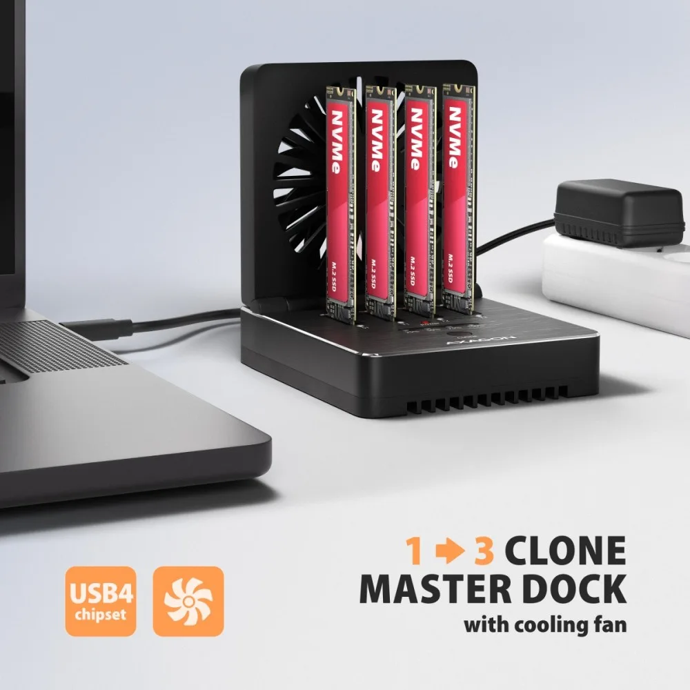 AXAGON ADSA-M2C44 USB-C 4xNVMe M.2 40Gbps cooler - Image 2
